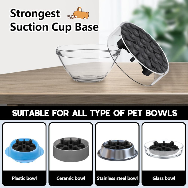 Slow Feeder Dog Bowls Insert, Animire Soft Silicone Anti-Choking Puzzle Slow Feeder, Anti-Slip Slow Down Eating Feeder Insert, Compatible with Regular Elevated Dog Bowls L Black - PawsPlanet Australia