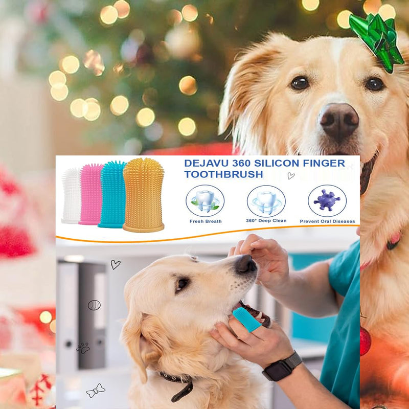 Dog Toothbrush - Dog Tooth Brushing Kit for Dog Teeth Cleaning -Dog Dental Care for Puppies, Cats & Small Pets - Pack of 4