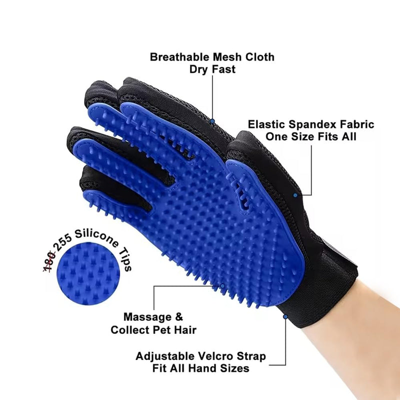 Pet Grooming Glove - Efficient Deshedding Brush for Dogs & Cats, Gentle Massaging Tool, Hair Remover for Long & Short Fur, Ideal for Bathing & Grooming, Reusable & Easy to Clean - PawsPlanet Australia