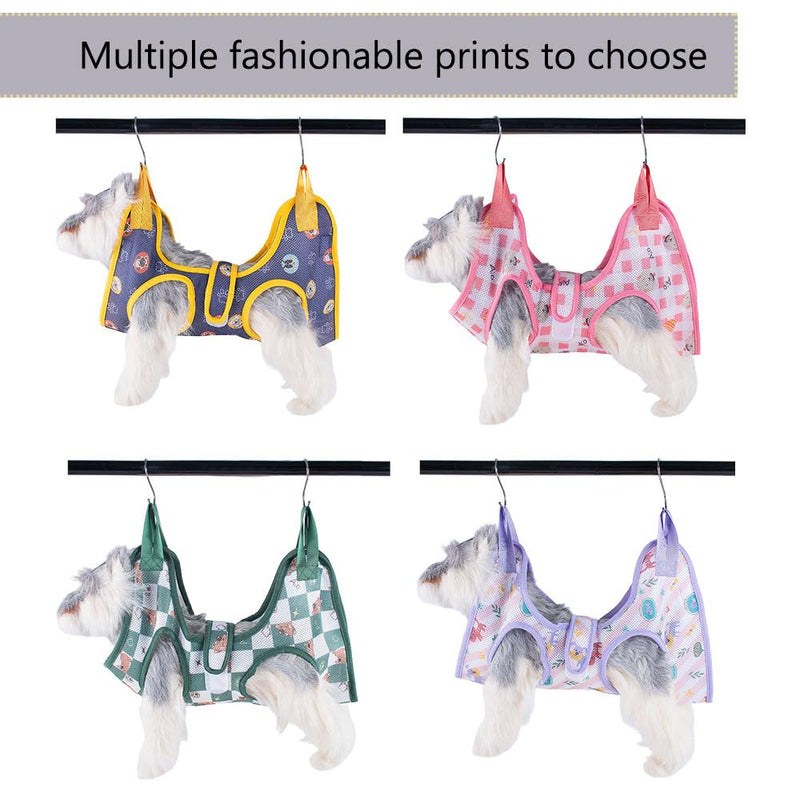 AIO Cat & Dog Restraint Sling for Nail Trimming Foldable Dog Grooming Supet Relaxation Hammock Harness for Pet Grooming S Pink Pink grid Small