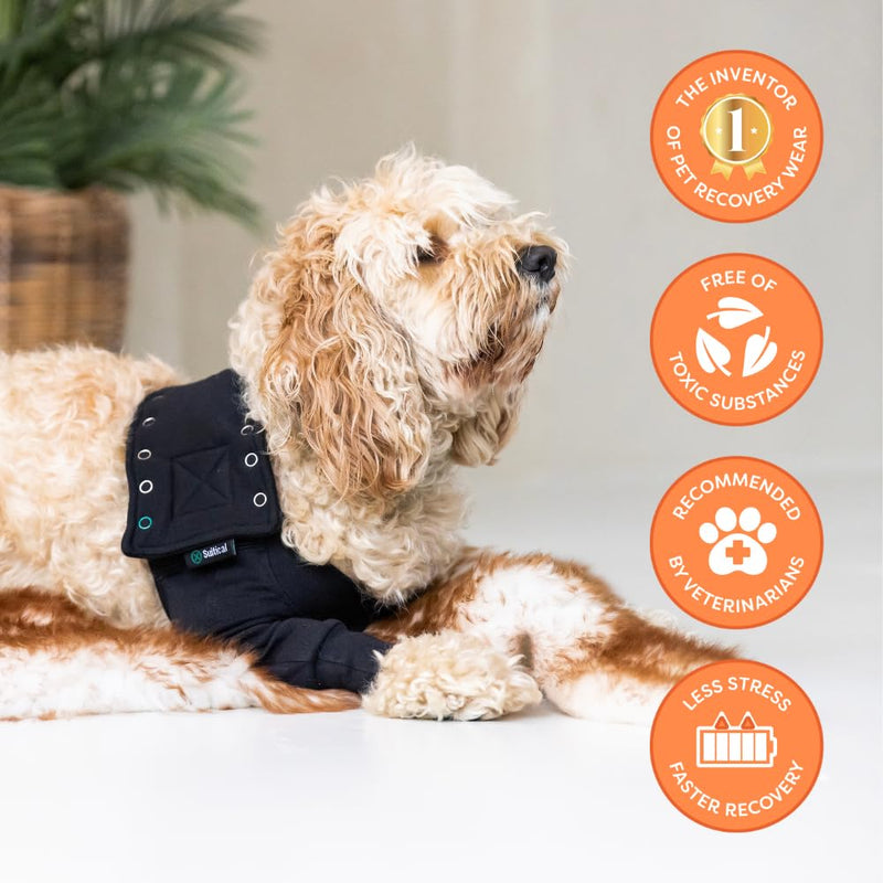 Suitical Recovery Sleeve for Dogs | Front Leg Protection After Surgery | Dog Leg Sleeve to Stop Licking | Machine Washable | Chest Circumference 11.8”- 16.9” | Sleeve Length 4.7” | 2XS | Single Sleeve Black-Single Sleeve
