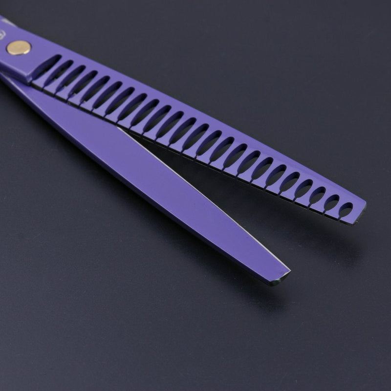 Purple Dragon 7.0/8.0 inch Professional Dog Grooming Hair Cutting Scissor &Curved Scissor&Chunker Shear Kit with Bag - for Pet Groomer or Family DIY Pet Use 8.0 inch Purple - PawsPlanet Australia