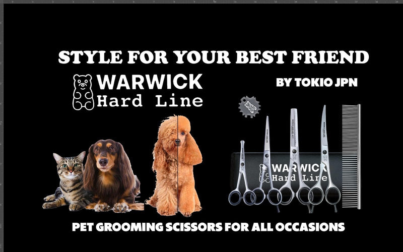 Professional Dog Grooming Scissors Set Pet Grooming Scissors kit for Dogs,Cats,Rabbit & All Pets, Stainless Steel Scissor, thinning Scissor(5 Pieces Set with PU Leather Pouch) 5 Pieces Set