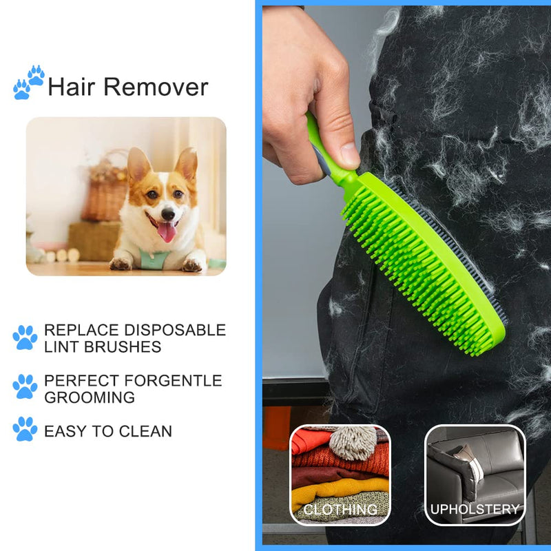 Rubber Pet Hair Removal Brush for Couch Clothes Dog Cat Pet Hair Carpet, Also Used as Dog Cat Bath Brush with Massage Effect Green - PawsPlanet Australia