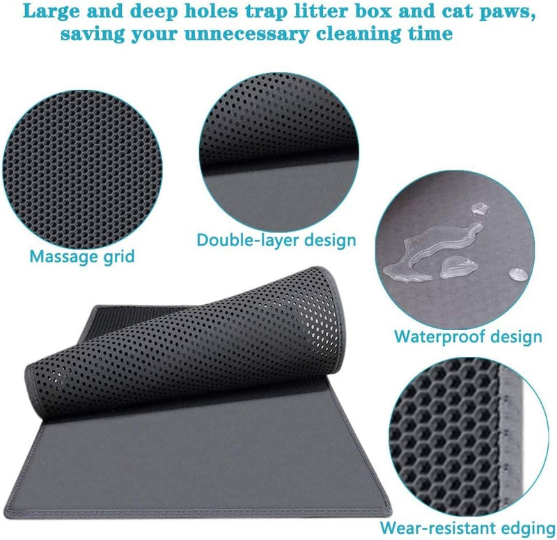 iPrimio Jumbo Cat Litter Trapper Mat – 29”x27” Mat Traps and Catches Litter Through Large Holes – Multi-Layer Bottom Repels Urine – Suitable for Messy Cats - PawsPlanet Australia