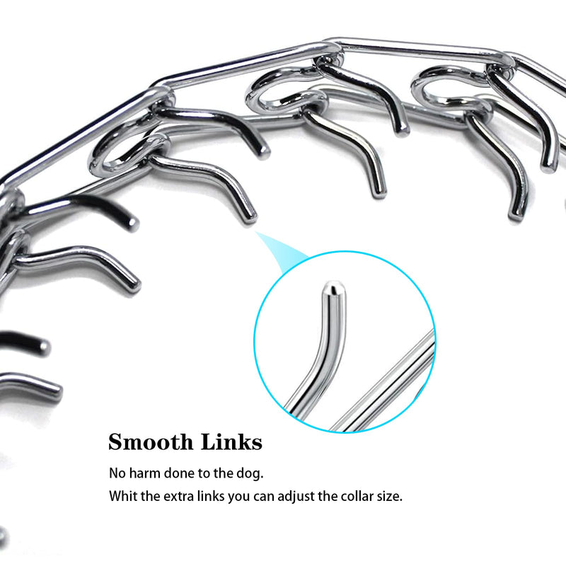 Prong Pinch Collar for Dogs with Quick Release Buckle, Adjustable Training Collar for Small Medium Large Dogs, Helps Prevent Dogs from Pulling (3.0mm, Neck Size 15"-18.5") Silver 3.0mm, neck size 15"-18.5" - PawsPlanet Australia