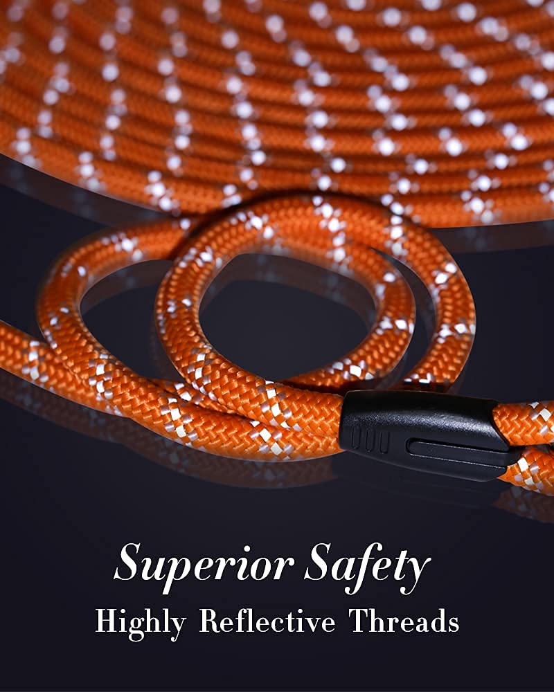 Long Dog Leash for Dog Training 10FT/16FT/30FT/50FT/100FT, Reflective Threads Check Cord Dog Leash, Heavy Duty Dog Lead for Large Medium Small Dogs Outside Walking, Playing, Camping, or Yard 30FT* 3/8 inch Orange - PawsPlanet Australia