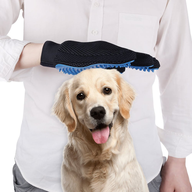 2PCS Pet Grooming Glove, Dog Brush Glove, Gentle Deshedding Brush Glove,Mess-Free Grooming Efficient Pets Hair Remover Mittens Washing Gloves for Short and Long Hair Dogs & Horses & Cats (Blue) - PawsPlanet Australia