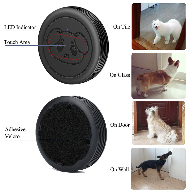 EverNary Dog Door Bell Wireless Doggie Doorbells for Potty Training with Warterproof Touch Button Dog Bells Included 1 Receiver and 3 Transmitters Black - PawsPlanet Australia