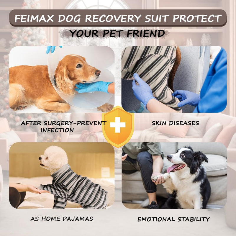 FEimaX Dog Recovery Suit After Surgery, Pet Abdominal Wounds Post Surgical Shirt for Dogs Cats, Puppy Spay Neuter Prevent Licking Onesie Alternative Bandages E-Collar & Cone Medium White - PawsPlanet Australia