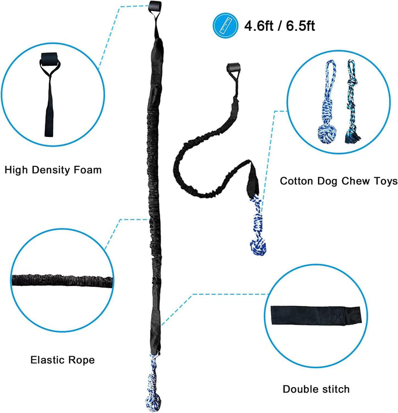 Spring Pole Dog Rope Outdoor Tug of War Toy for Pitbull Medium to Large Dogs Bungee Hanging Exercise Ropes Muscle Builder Interactive Toys (Dog Rope Toys) Black Spring Pole Dog Rope Toys - PawsPlanet Australia