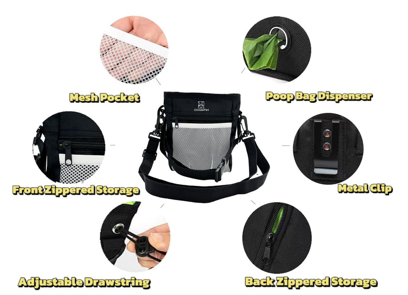 Treat Pouches for Pet Training and This Dog Treat Pouch Perfect for Outdoor Training, Walking, Traveling - 500ml Storage for Pet Food, Treats, Toys (Black) Black - PawsPlanet Australia