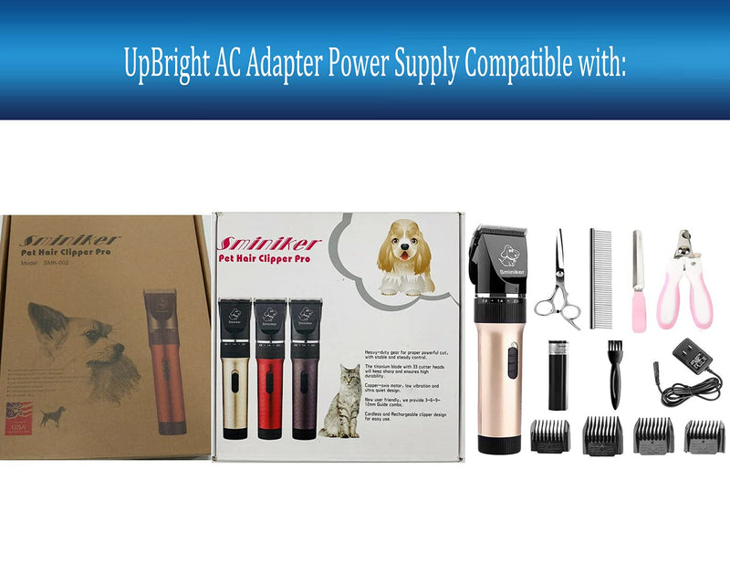 UpBright 2-Prong 5V AC/DC Adapter Compatible with Sminiker Dog Pet Hair Clipper Pro Professional Rechargeable Cordless Low Noise Cat Horse Grooming SMK-002 5VDC 1000mA Power Supply Battery Charger - PawsPlanet Australia