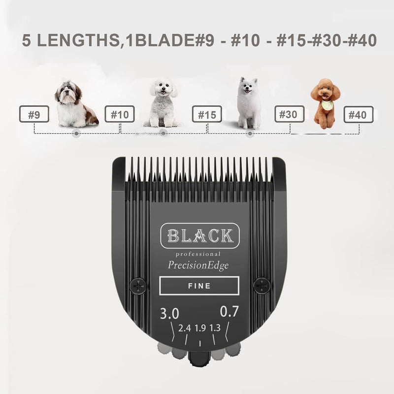Adjustable 5 in 1 Blades Dog Grooming Blades Compatible with Wahl Animal Clipper Arco, Bravura, Chromado, Creativa, Figura, and Motion Pet, Dog, and Horse (BLACK/3PC) BLACK/3PC - PawsPlanet Australia