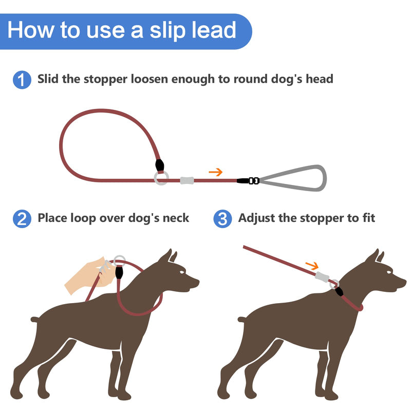 Heydoggy Slip Lead Dog Leash - Strong 4FT/6FT Training Lead [360 Swivel Anti-Tangle] Durable Nylon No Pull Walking Rope for Small Medium Large Puppy Dogs - 6ft Black 6ft x 0.45" - PawsPlanet Australia