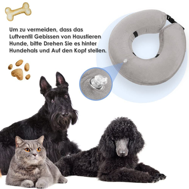 Nasjac Inflatable Collar Dog & Cat, Adjustable Soft and Comfortable Dog Collar, Leak Protection with Quick Release, Prevent Pets from Touching and Licking Wounds After Surgery l gray
