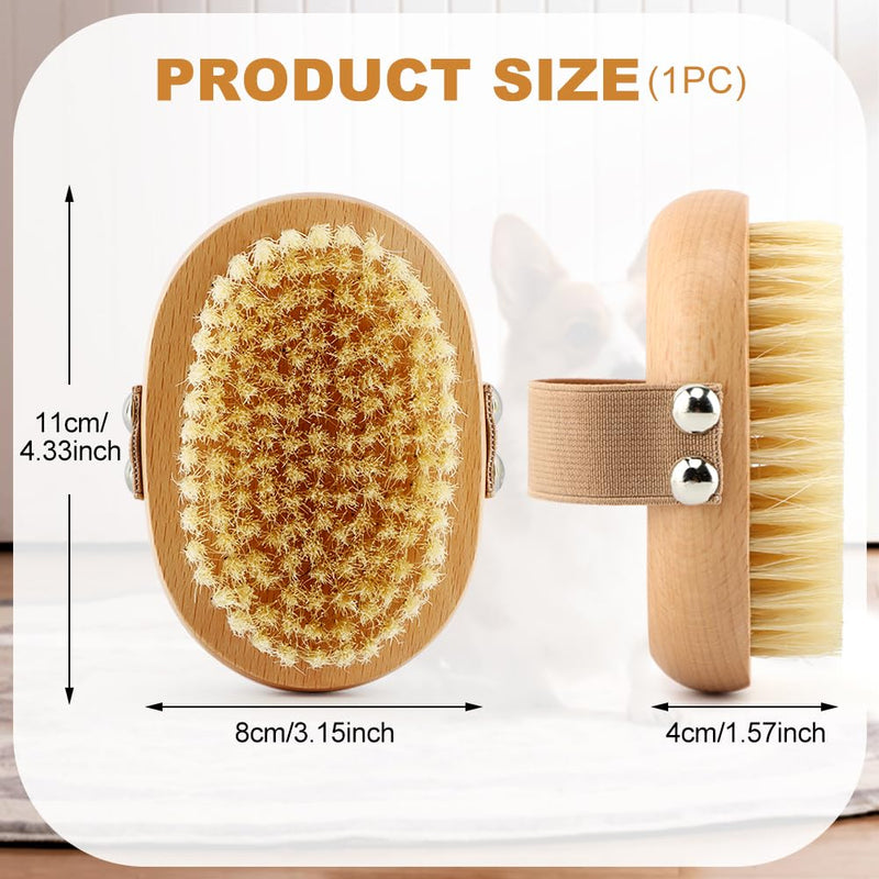 Soft Boar Bristle Pet Palm Brush for Short Haired Dogs and Cats, Ergonomic Pet Brush with Band, Natural Bristle Grooming Brus-h for Gentle Massage/Reduces Shedding(COLOR:Wood) Wood - PawsPlanet Australia