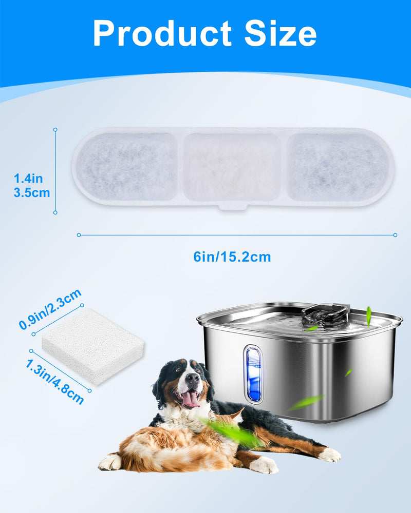 12+12 Pack Dog Fountain Water Bowl Filters Compatible with MAILOFY Pet Water Fountains WF530 9L/2.4GaL, Large Dog Dispenser Replacement Filter for Cat Automatic Waterer Fountain Grey, 12+12 Pack 1.4*5.9inch - PawsPlanet Australia