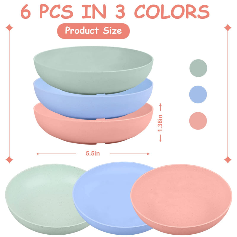 6-Pieces Whisker Fatigue Cat Bowl - 5.5 Inch Shallow Cat Food Dish Wide Cat Wet Feeding Bowls, PET Plate for Kittens and Short Legged Cat, Wheat Straw - PawsPlanet Australia