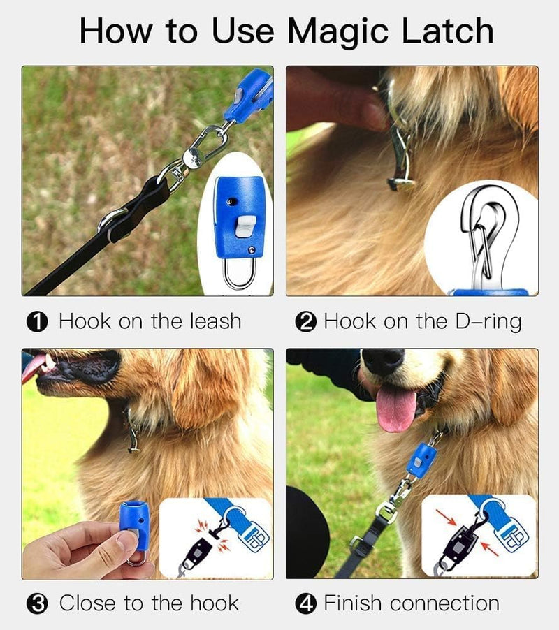 Dog Collar Leash Connector, Stainless Steel Puppy Dog Cat Collar Lead Rope Leash Connector Buckle Pet Supplies for Traction Rope Harnesses Collar for Outdoor Walking Blue