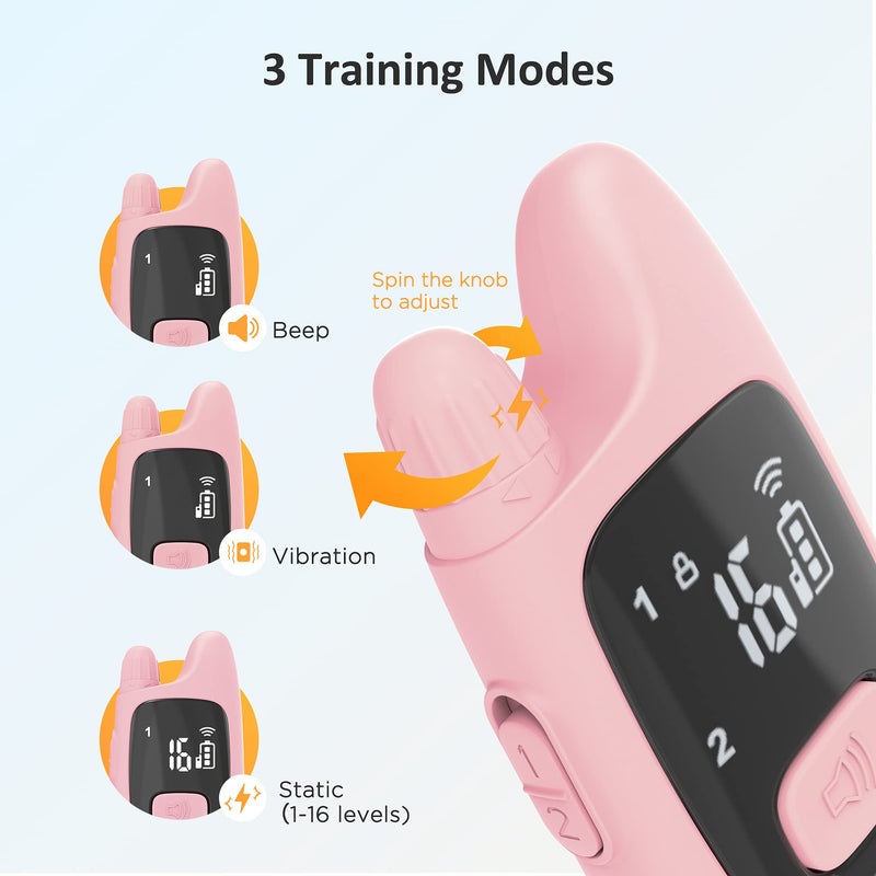 PATPET Dog Shock Collar with Remote - Waterproof Dog Training Collar for Small Medium Large Dogs with Beep, Vibration and 16 Static Levels Shock Pink One Collar