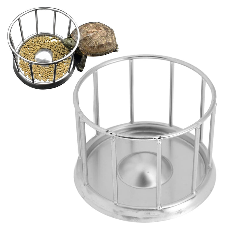 Zerodis Reptile Stainless Steel Food Dish, Pet Round Railing Shape Tortoise Dish Water Tray Dish Water Tray for Home Vivarium Pet Store Lizard Turtle Chameleon Reptiles Medium - PawsPlanet Australia