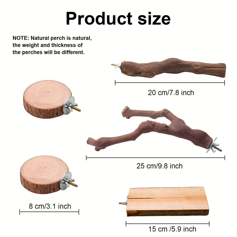 6PCS Bird Perches Natural Parrot Perch Stand for Cage, Grape Wood Stands, Bird Platforms, Parakeets Paw Grinding Fork Exercise Toys Set for Cockatiels, Conure, Parrot - PawsPlanet Australia