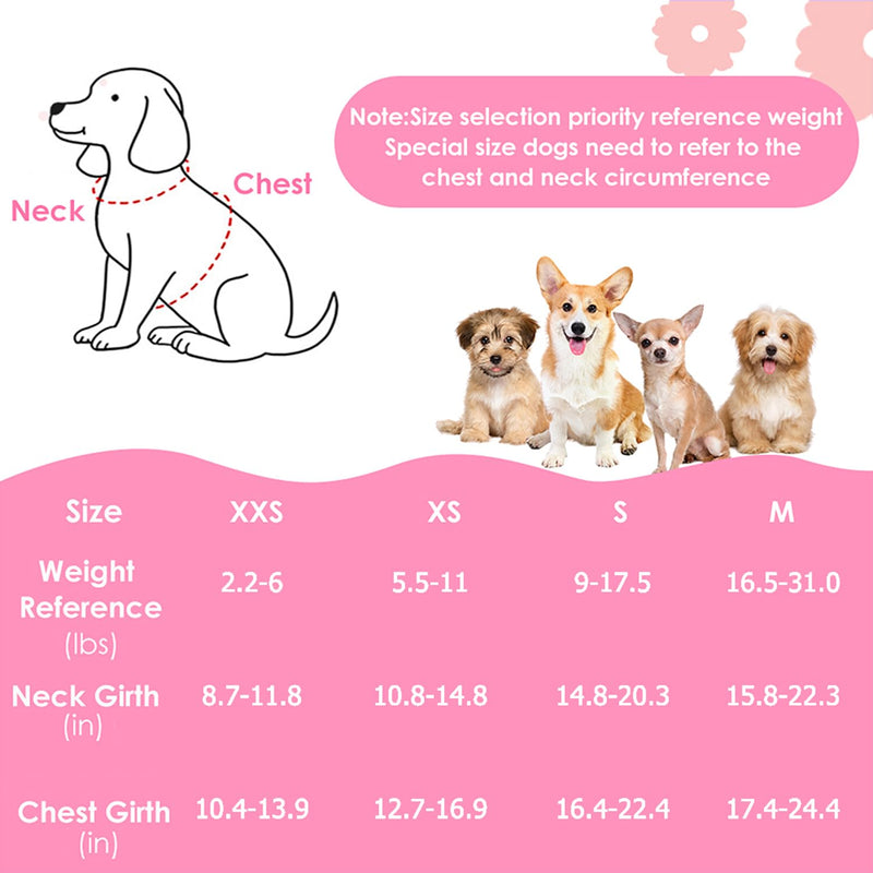 Lukovee Puppy Harness and Leash Set, No Pull Lightweight Soft Suede Adjustable Pet Harness Vest with Snap Buckle for Puppy Small and Medium Size Dog (Pink-XXS) XX-Small ( 2.2-6lb ) Pink Daisy - PawsPlanet Australia