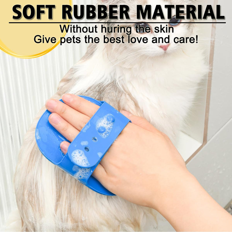 Dog Grooming Brush, Pet Shampoo Bath Brush Dog Grooming Shedding Brush Soothing Massage Rubber Comb with Adjustable Ring Handle for Long Short Haired Dogs and Cats 2pcs Blue & Green - PawsPlanet Australia