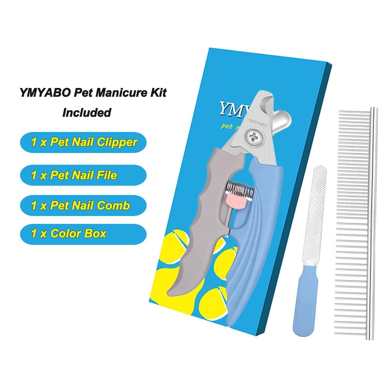 Pet Nail Clipper,Dog Nail Trimmers Safety Guard to Aviod Over Cutting,Puppy Cat Claw Trimmer,with Free Dog Comb Nail File, Sharp Grooming Clipper, Great for Thick Toenail, Blue