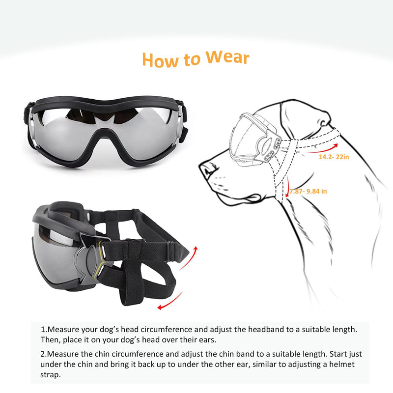 Dog Sunglasses for Large and Medium Breed, Dog Goggles for Large Dogs, Sun Protection, Windproof, Waterproof, Dustproof and Anti-Fog with Adjustable Strap for Driving, Motorcycle, Surfing - PawsPlanet Australia