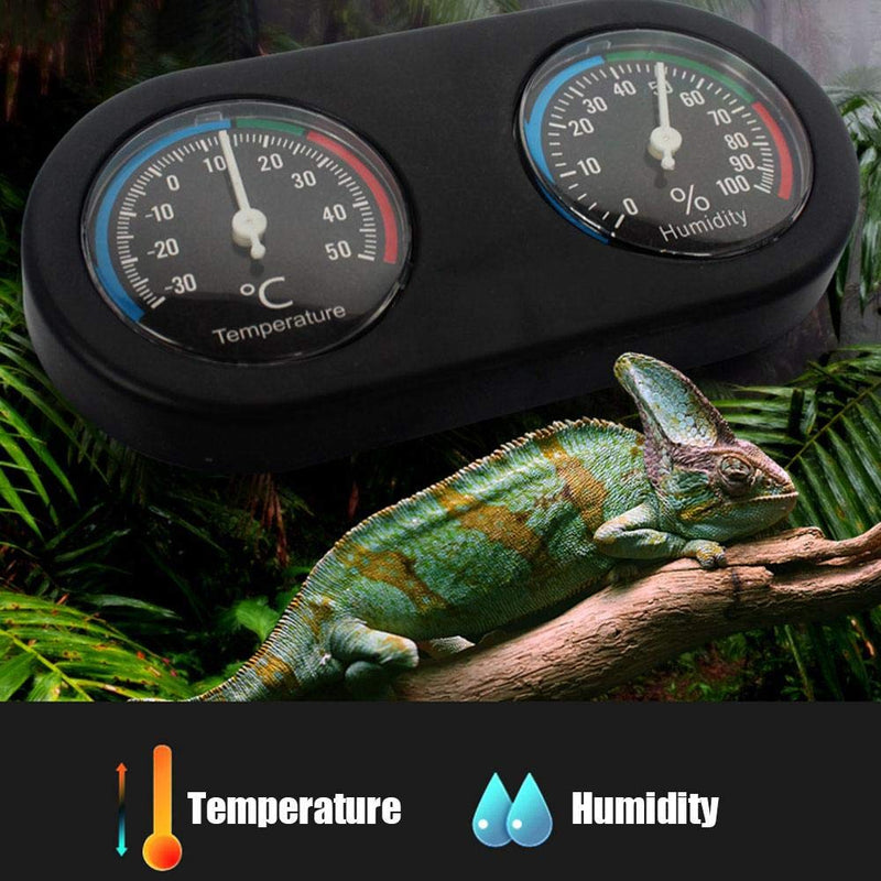 Reptile Thermometer Hygrometer, Mini Round Shape Dual Dial Thermometer and Humidity Gauge for Reptile Tank Lizard Tortoise Spider Pet Rearing Box