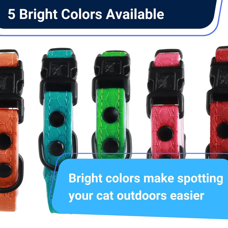OutdoorBengal Durable Cat Collar Breakaway with Soft Padding for medium to large cats - Thin Heavy Duty Tactical Fabric, Comfortable, Quick Release Breakaway Cat Collars, No Bell Collar (Black, Adult) Charcoal Black - PawsPlanet Australia