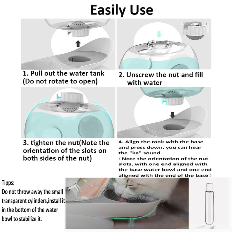 Water Dispenser for Cats and Dogs, 2.8 L Automatic Gravity Pet Drinking Fountain with Filter, Drinker, Self Feeding Station, High Volume (Pink, L) Pink