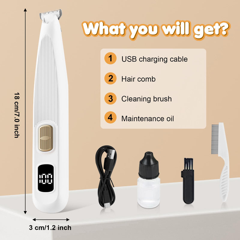 Dog Paw Trimmer with LED Digital Display,20mm Ceramic Blade Electric Rechargeable Dog Clippers for Grooming,Pet Paw Trimmer for Grooming for Paws, Eyes, Ears, Face & Hip Areas - PawsPlanet Australia