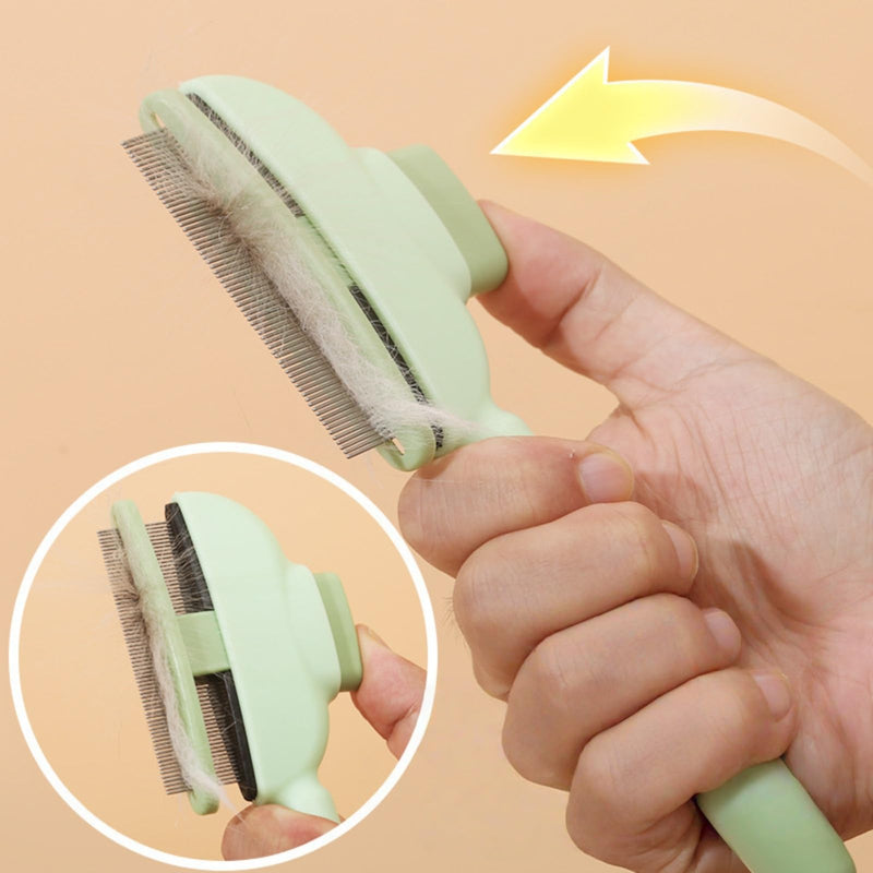 2 Pack Stainless Steel Flea Comb for Dogs & Cats | Short Teeth Release Button | Flea Eggs Removal, Hair Cleaning & Massaging (Short Teeth) - PawsPlanet Australia