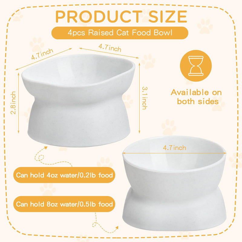 4 Pieces Plastic Tilted Elevated Cat Bowls White Raised Cat Food Bowls Cat Water Bowl Cat Dish Cat Elevated Feeding Bowl for Flat Faced Cats Kitten Kitty Pets Supplies - PawsPlanet Australia