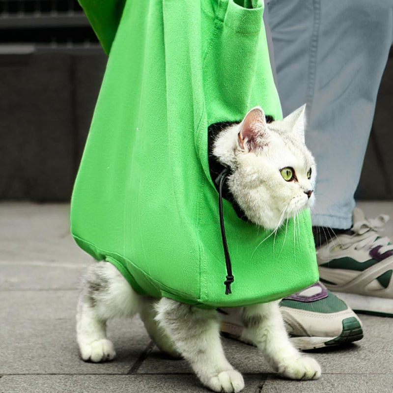 Cats Carrying Bag, Adjustable Pet Shoulder Bag with Holes for Cat's Legs & Head Movement for Walk Support Cats Dogs Green - PawsPlanet Australia