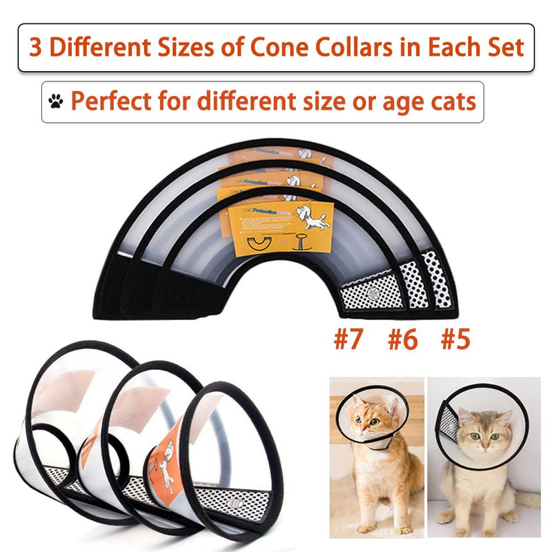 Cat Cone Collar 3PCS Adjustable Protective Collar for Pet Cat,Recovery E-Collar Wound Healing (3PCS) 3PCS- - PawsPlanet Australia