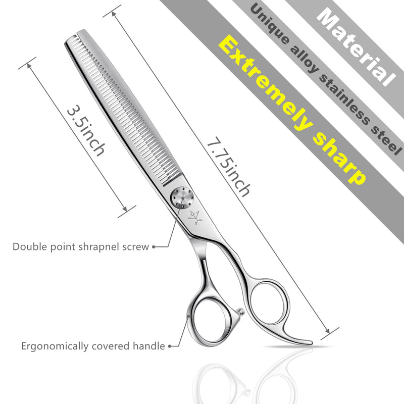 High-end Professional Dog Grooming Thinning Scissors Teeth Cutting Blending Shears Pet Texturizing Shears 7.5 Inch Extremely Very Sharp Stainless Steel Alloy For Cat Horse And Other Animals 7.5inch Thinning - PawsPlanet Australia