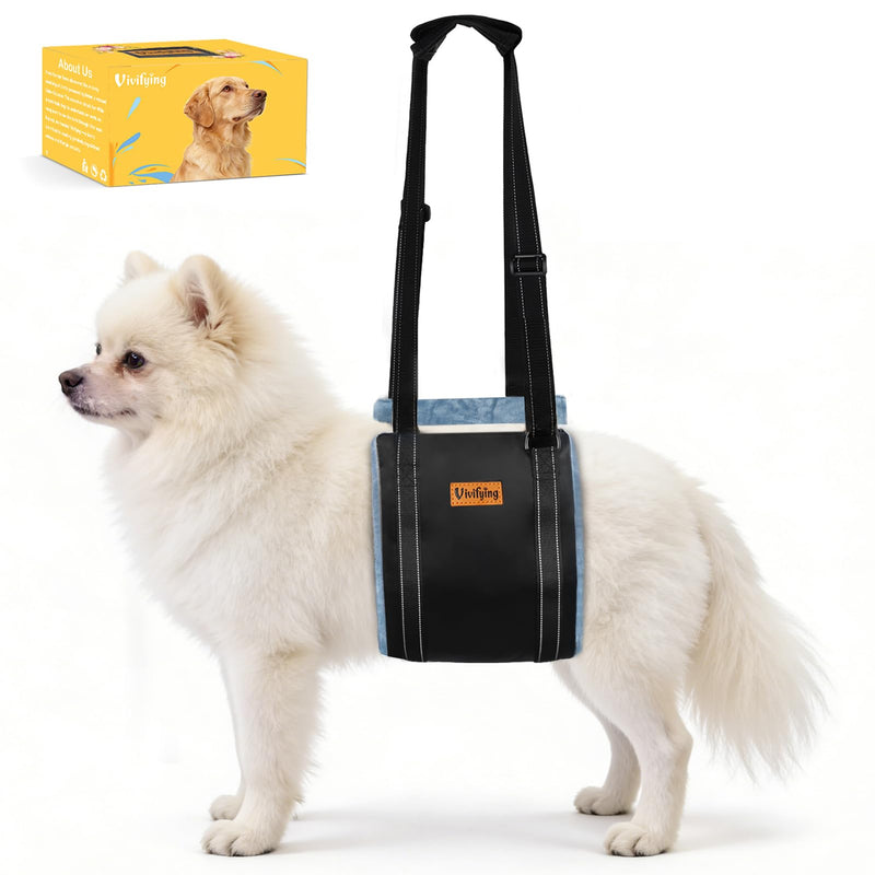 Vivifying Dog Lift Harness for Small Dogs, Soft Flannel Rear Leg Support Sling, Adjustable Dog Lifting Harness for Weak Back Legs, Senior Injured Disabled Dogs, ACL Surgery Mobility Assist, S, Gray
