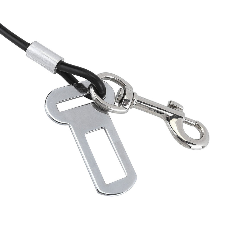 Mogoko Chew Proof Dog Car Seatbelt Safety Restraint Pet No-Chew Tether Cable Stainless Steel Dog Leash Puppy Vehicle Seat Belt Strap with Double Clip and Latch Attachment (S Size,24 inch) 24.0 inch - PawsPlanet Australia