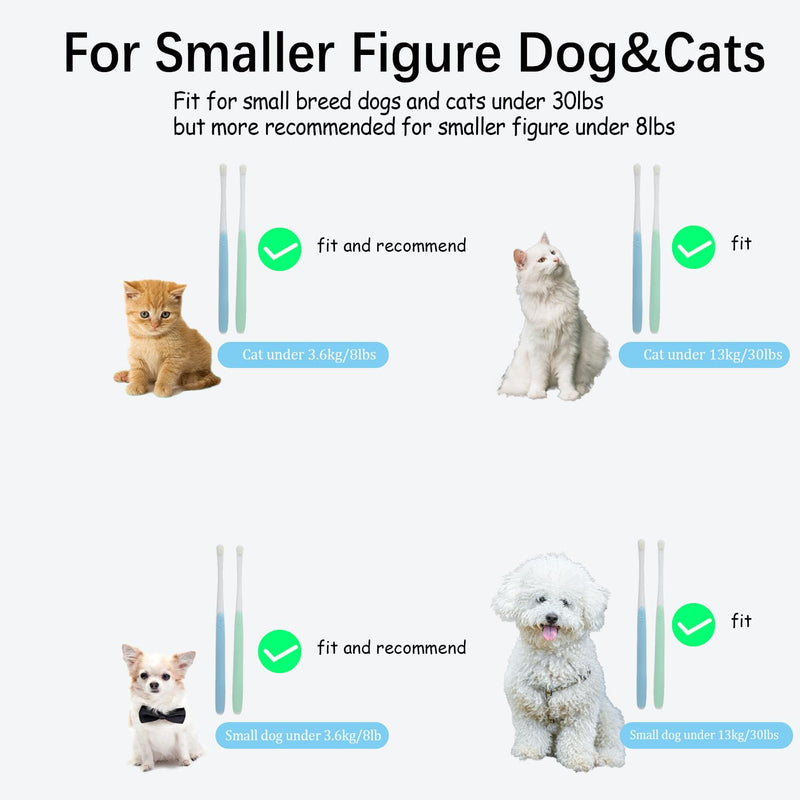 JGocot Small Dog Toothbrush,|Micro Brush Head|Nano Bristle|Soft Pet Toothbrush for Sensitive Gum&Teeth, Dog Teeth Cleaning Kit for Puppy, Kitten, Cats&Miniature Toy Size Dogs Tiny brush head Blue+green - PawsPlanet Australia