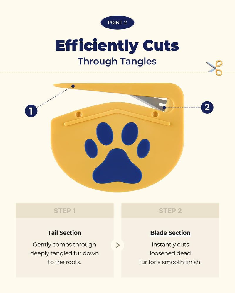 PETHROOM] Matt Splitter for Dogs & Cats | Professional Dematting Tool with Steel Blade | Easily Removes Knots, Mats & Tangles | Safe & Gentle Pet Grooming Comb for Long & Medium Coats - PawsPlanet Australia