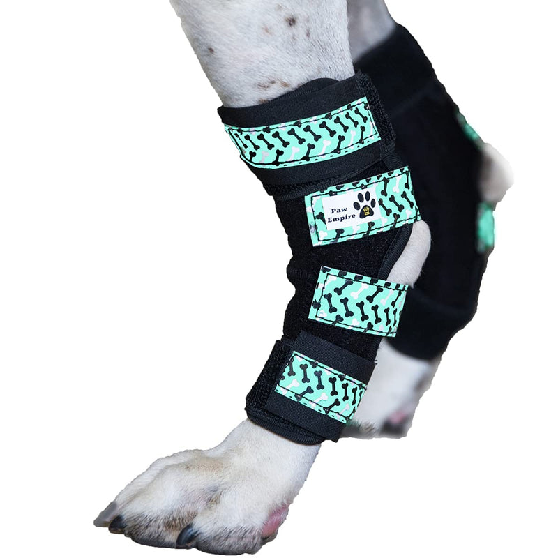 Pair of Dog Leg Braces, Ultra Supportive, Comfortable, Dual Metal Springs, Hind Leg Wraps, Canine Hock Brace for Joint Arthritis, Assists Injury & Sprains (Light Blue Dog Bone, Medium)