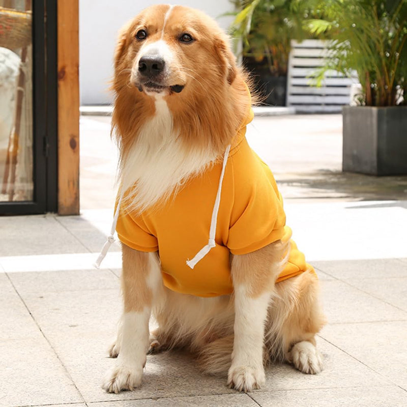 Dog Hoodie for Small Medium Large Dogs,Fleece Hoodie for Dogs with Zipper Pocket,Fall Winter Dog Sweatshirts Hoodie for All sized Dogs(5XL,Yellow) Yellow 5XL - Bust 36", 55~90lbs - PawsPlanet Australia