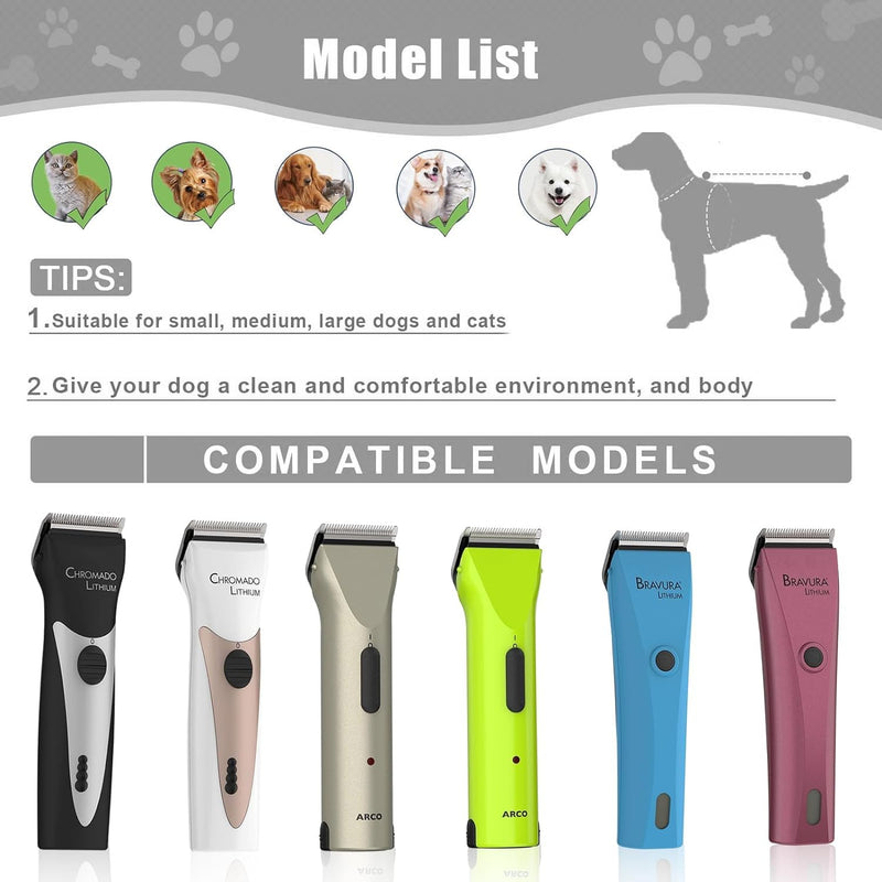 Adjustable 5 in 1 Blades Dog Grooming Blades Compatible with Wahl Animal Clipper Arco, Bravura, Chromado, Creativa, Figura, and Motion Pet, Dog, and Horse (BLACK/2PC) (Black-2) Black-2 - PawsPlanet Australia