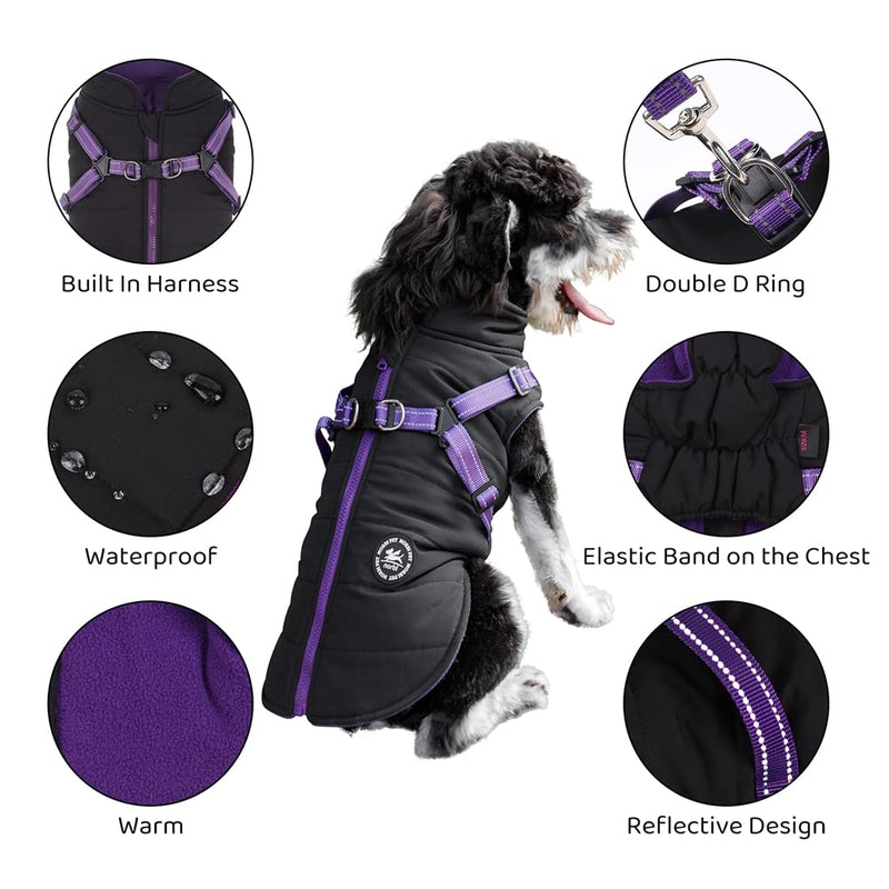 Norbi Pet Warm Jacket Small Dog Vest Harness Wih Leash Puppy Winter 2 in 1 Outfit Cold Weather Coat XL Black - PawsPlanet Australia