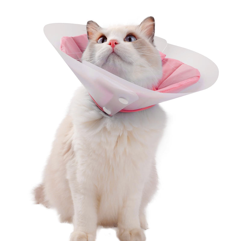 KUDES Dual Layer Cat Cone, Dual-Purpose Model Lightweight All-Around Protective Neck After Surgery E Collar to Wound (Pink M (7.8inch- 13.3inch)) Pink M (7.8inch- 13.3inch) - PawsPlanet Australia