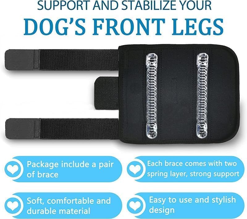 Dog Leg Brace Front Wrist or Carpal Support for Canine Dogs, Brace Compression Wraps with Metal Splints, Prevents Ankle Injuries&Sprains, Helps with Loss of Stability Caused by Arthritis S/M - PawsPlanet Australia